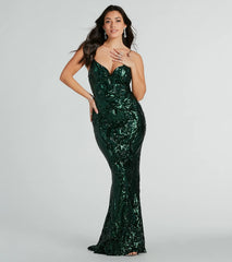 Lorlia Formal Sequin Scroll Mermaid Long Dress