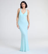 Tyra Halter Open Back Pearl Mermaid Formal Dress