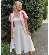 Love's A Picnic Strapless Gingham A-Line Midi Dress