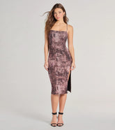 Artsy Babe Paisley Bodycon Slit Midi Dress