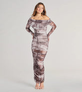 Uptown Doll Off-The-Shoulder Abstract Maxi Dress
