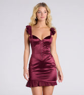 Sweetest Arrival Corset Bodycon Satin Ruffle Mini Dress