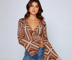 Boho Dreamer Printed Wrap Top