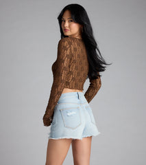 Breezy Sheer Lace Tie-Front Top