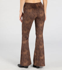 Sassy Trend Leopard Faux Suede Flare Pants