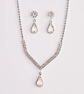 Elegant Style Rhinestone Necklace And Earrings Set