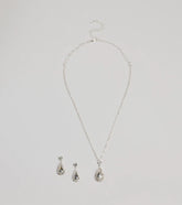 Luxe Teardrop Rhinestone Necklace And Earrings Set