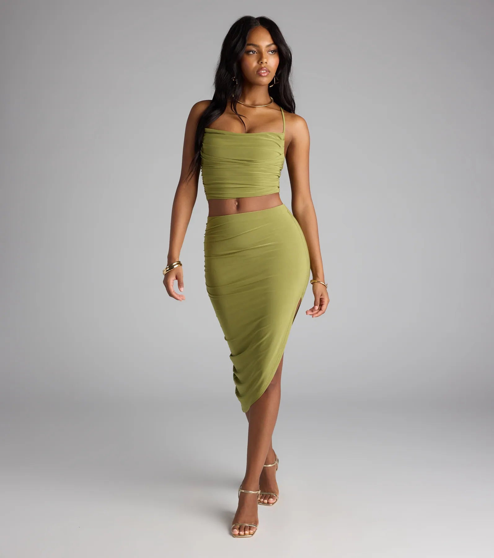 Always Happy Hour Cowl Neck Crop Top
