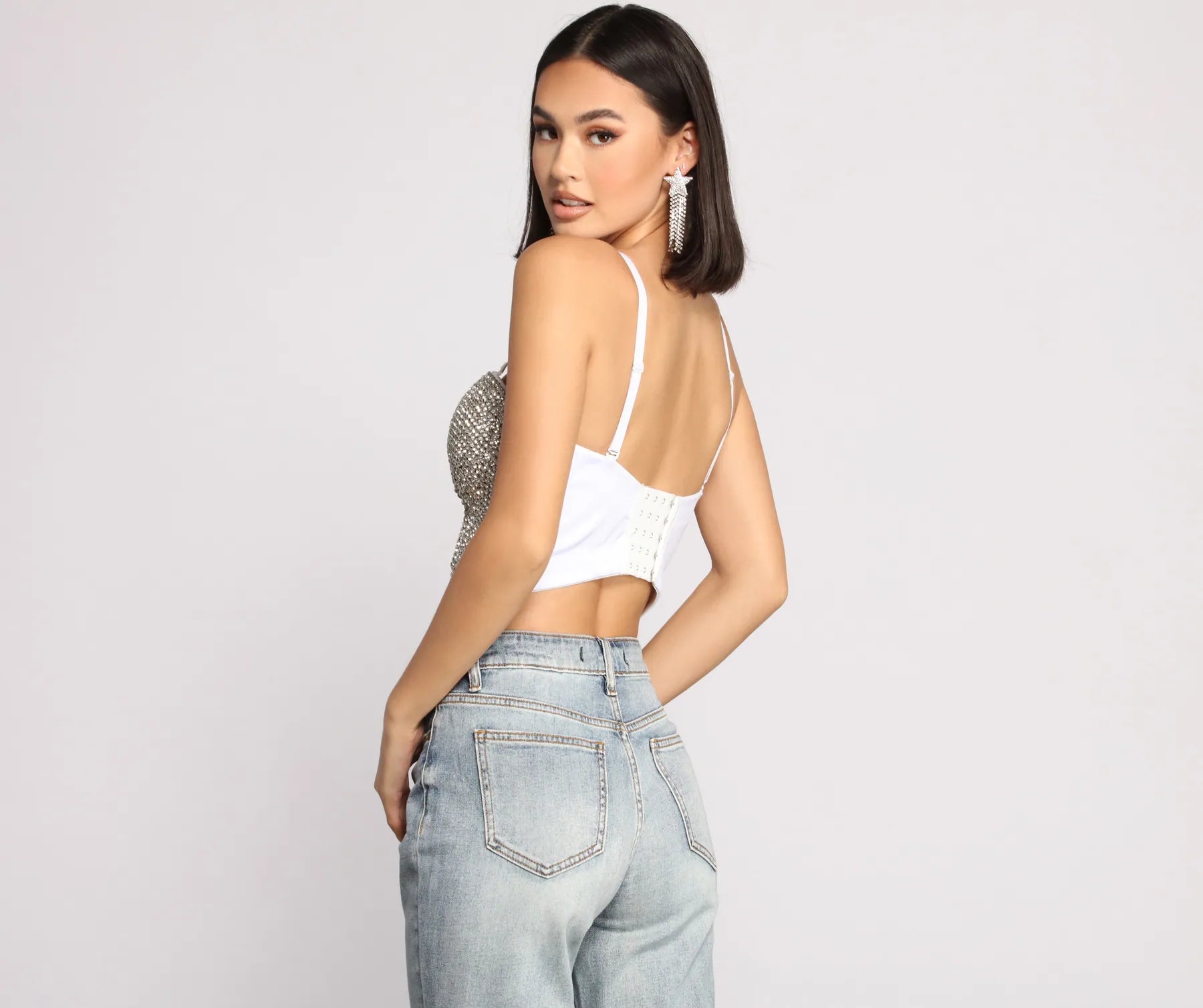 Daring Rhinestone Diva Cropped Bustier