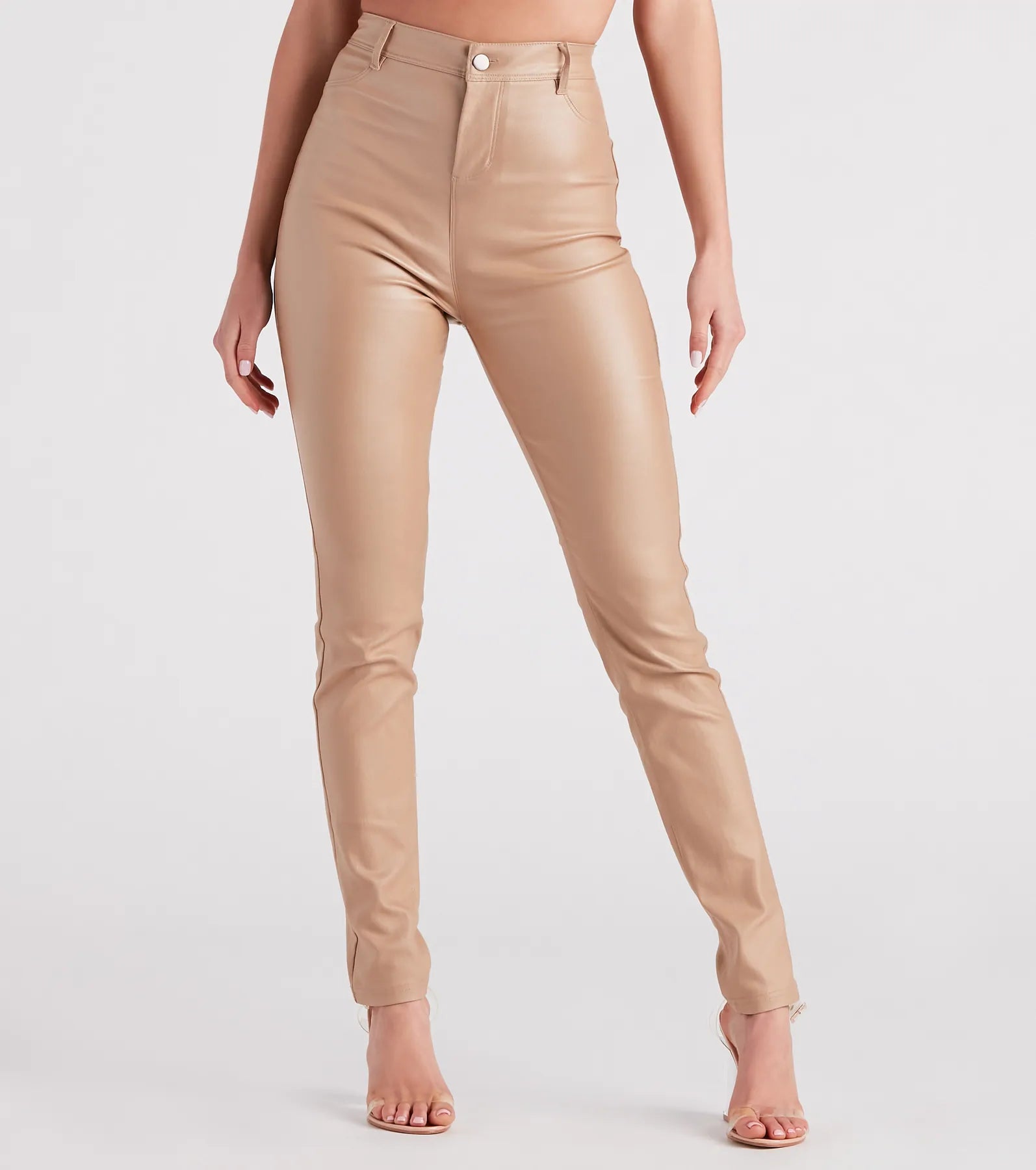High-Rise Coated Skinny Pants