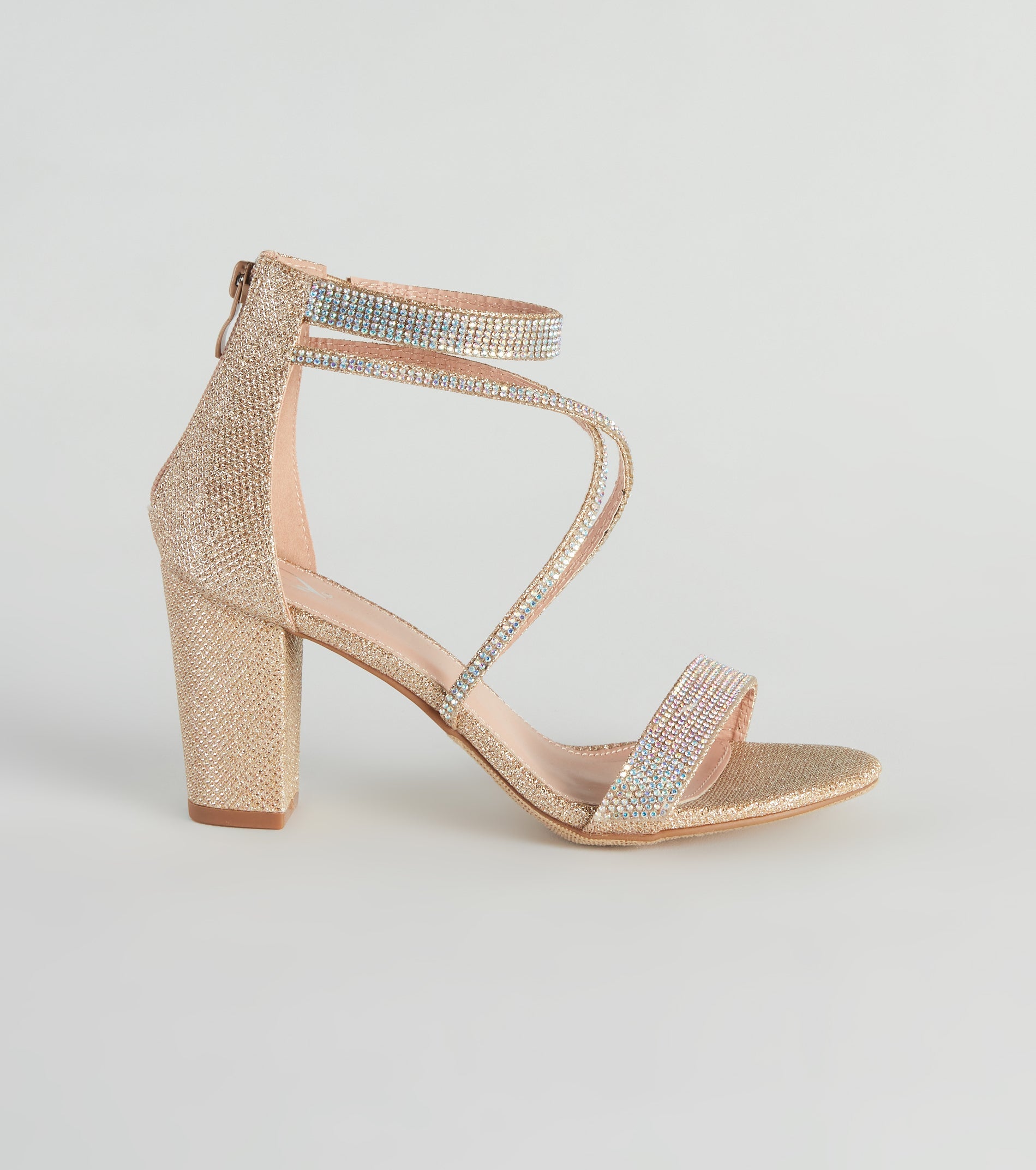 Glitter And Gleam Rhinestone Block Heels